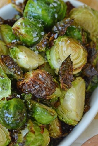 close up of air fryer brussels sprouts
