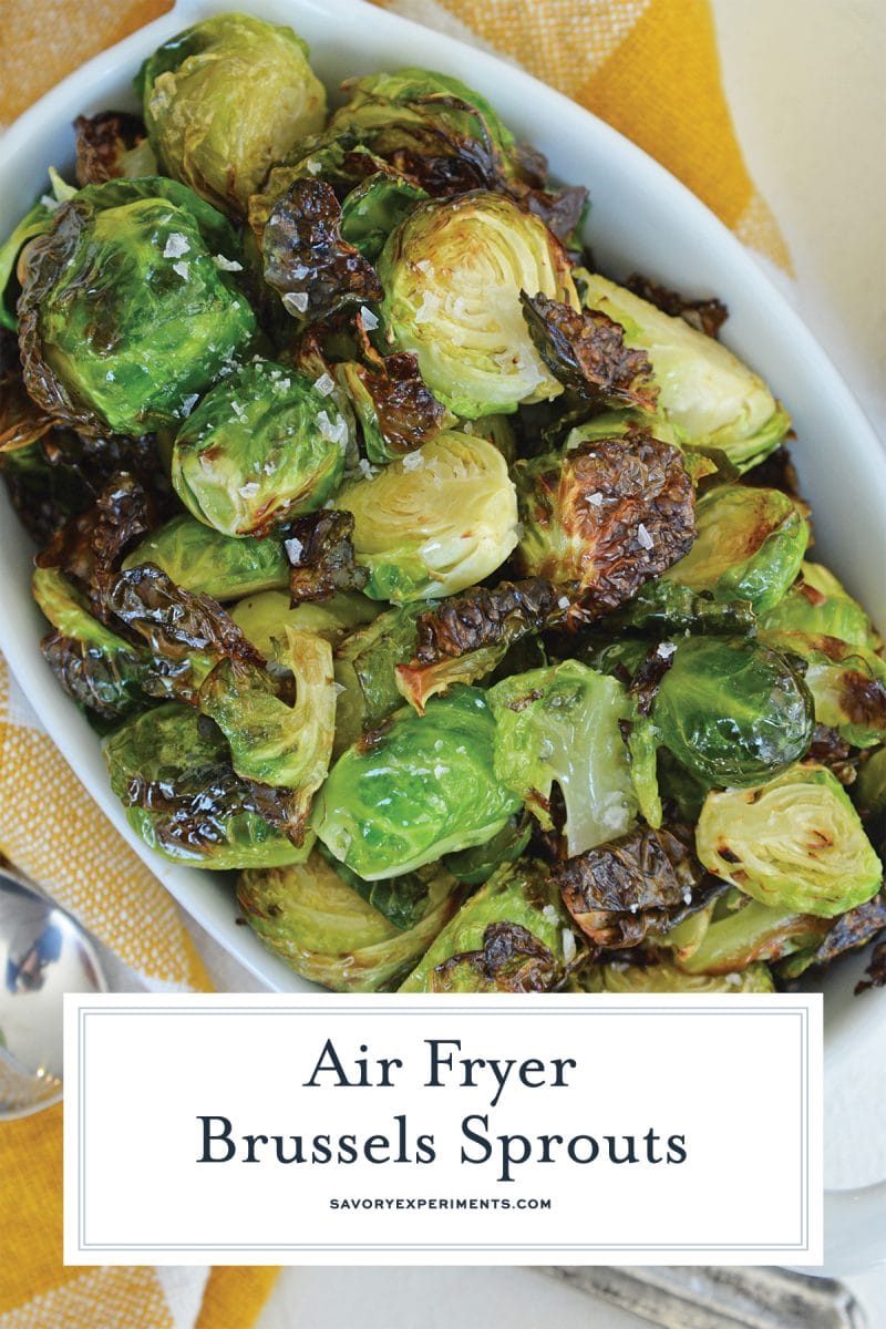 close up of air fryer brussels sprouts 