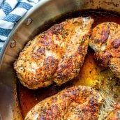 blackened chicken in a skillet