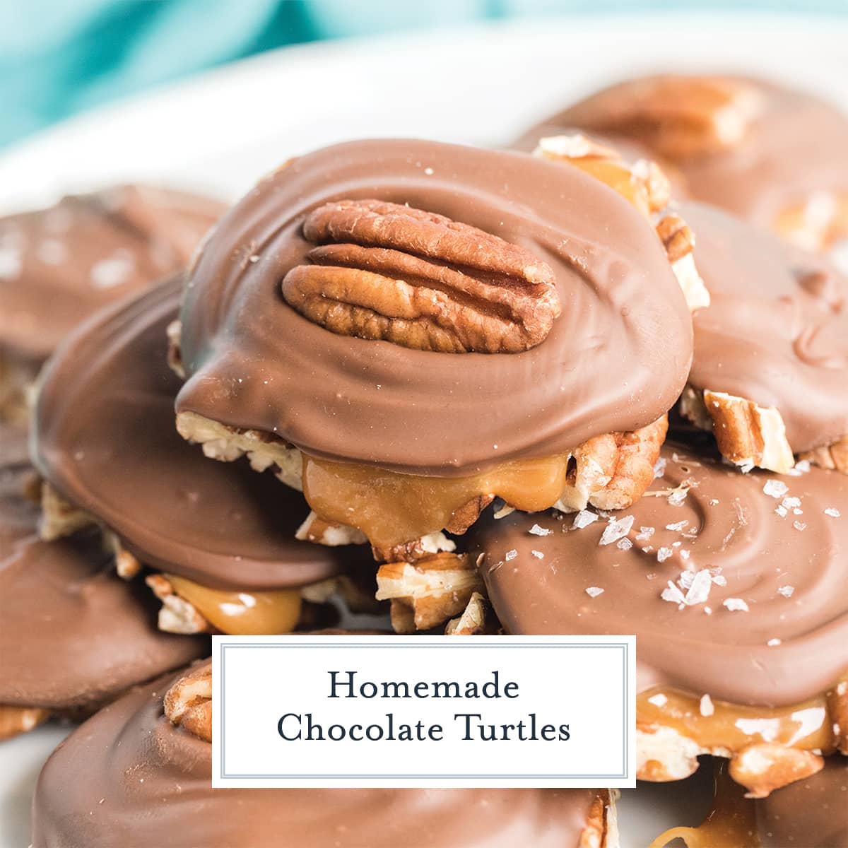 close up of chocolate pecan turtle