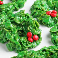 close up of christmas wreath cookies