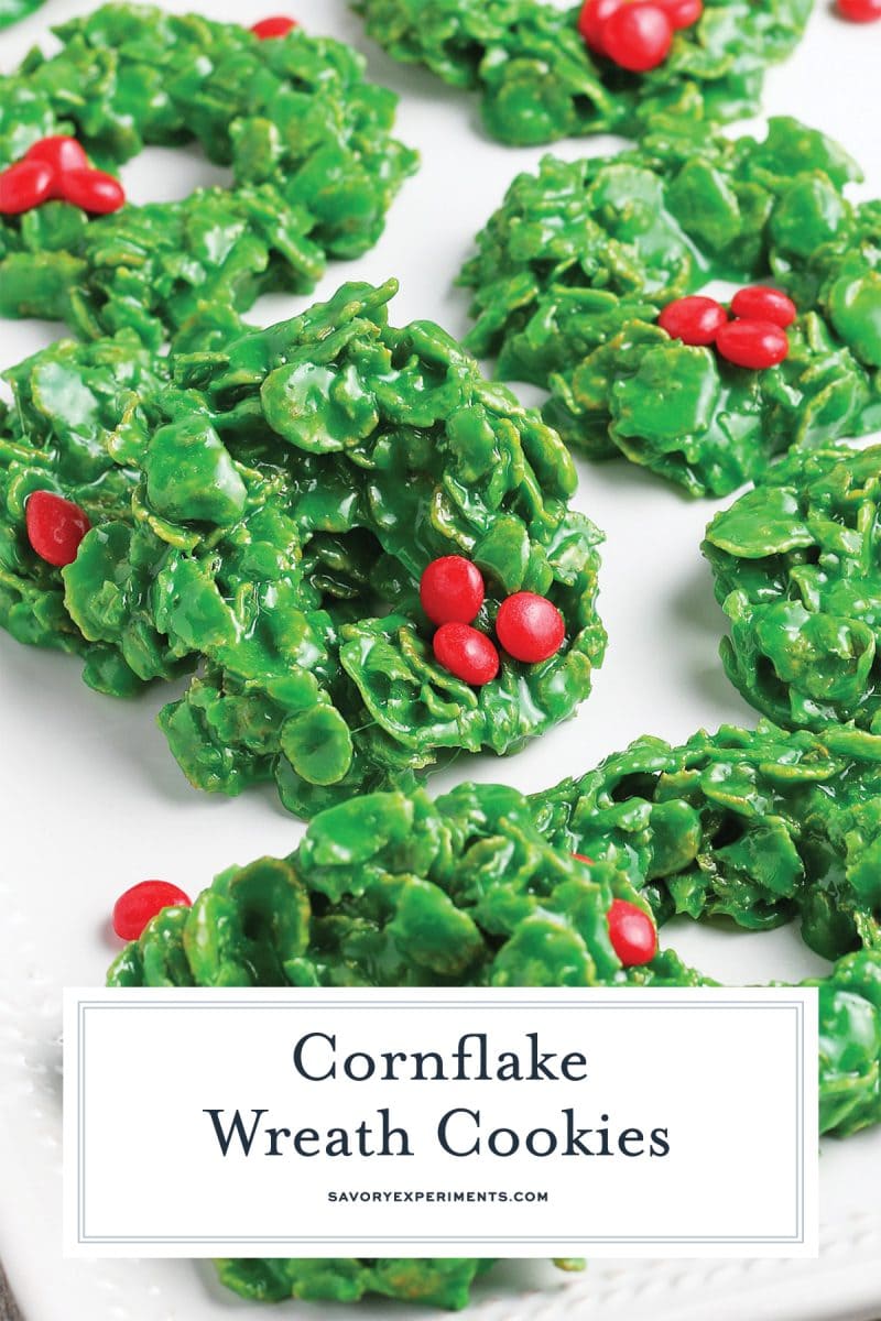 cluster of christmas wreath cookies for pinterest