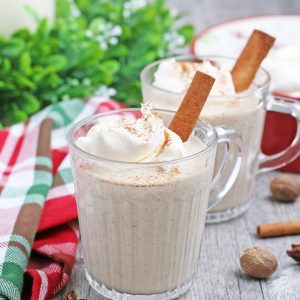 angle of eggnog with cinnamon