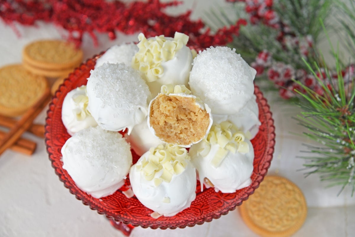 platter of eggnog oreo cookie balls