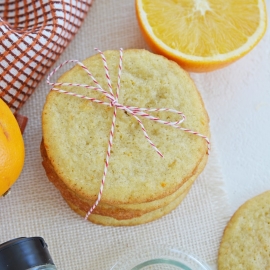 overhead stack of orange cardamom cookies