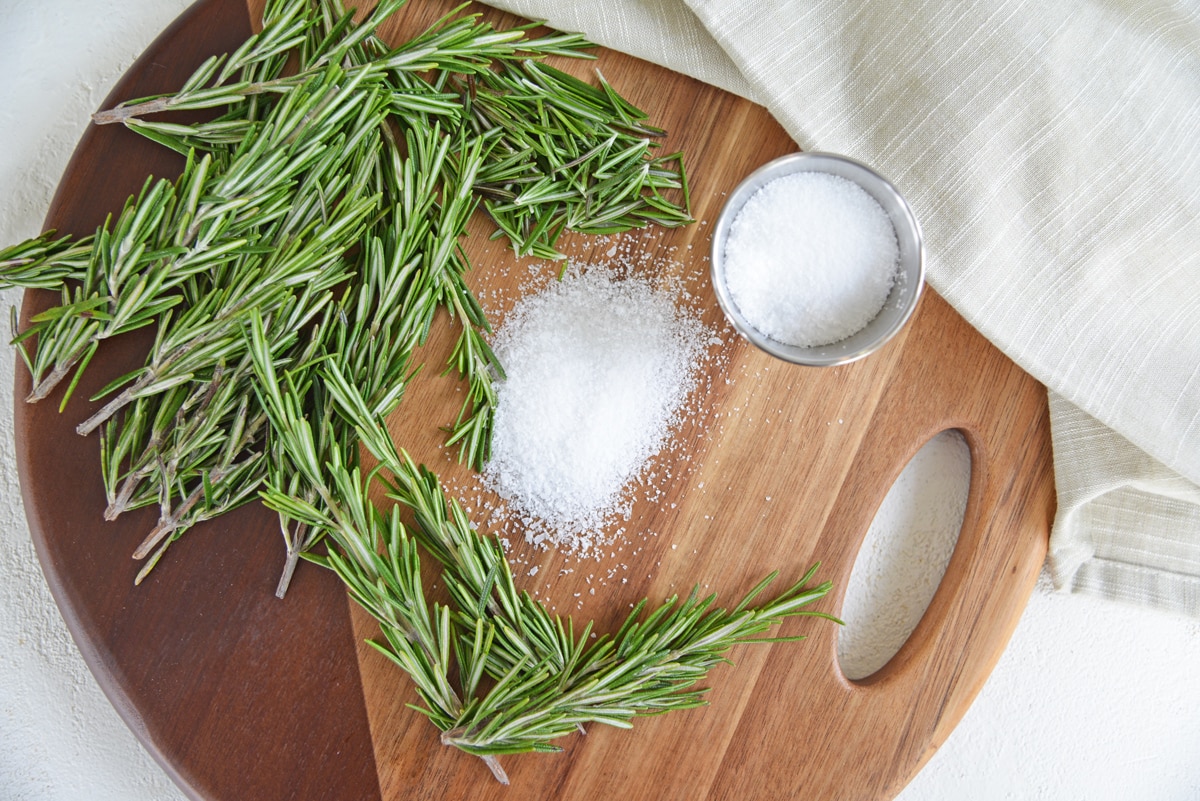 coarse salt and fresh rosemary 