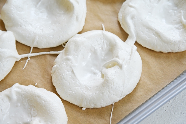 close up of empty meringue cup 