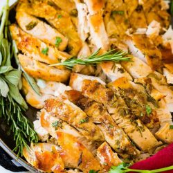 turkey slice on a serving dish