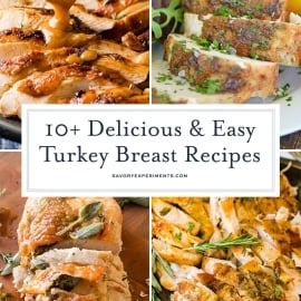collage of turkey breast recipes