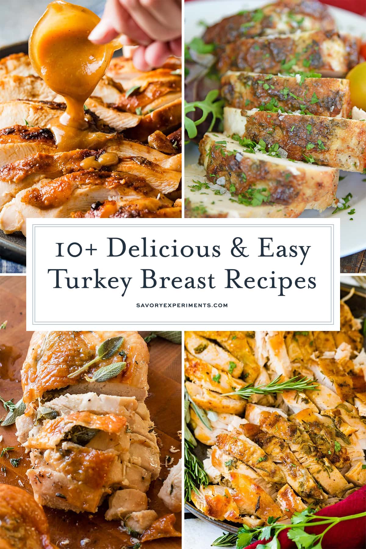 collage of turkey breast recipes