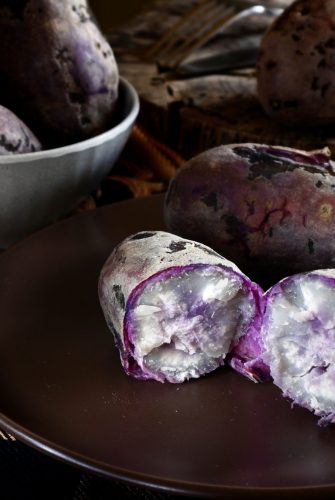 whole cooked ube cut in half