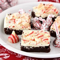 peppermint brownies on a white plate