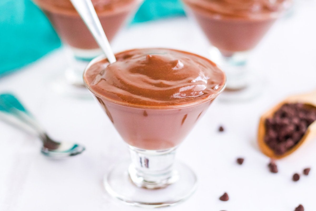 homemade pudding chilling in a cup 