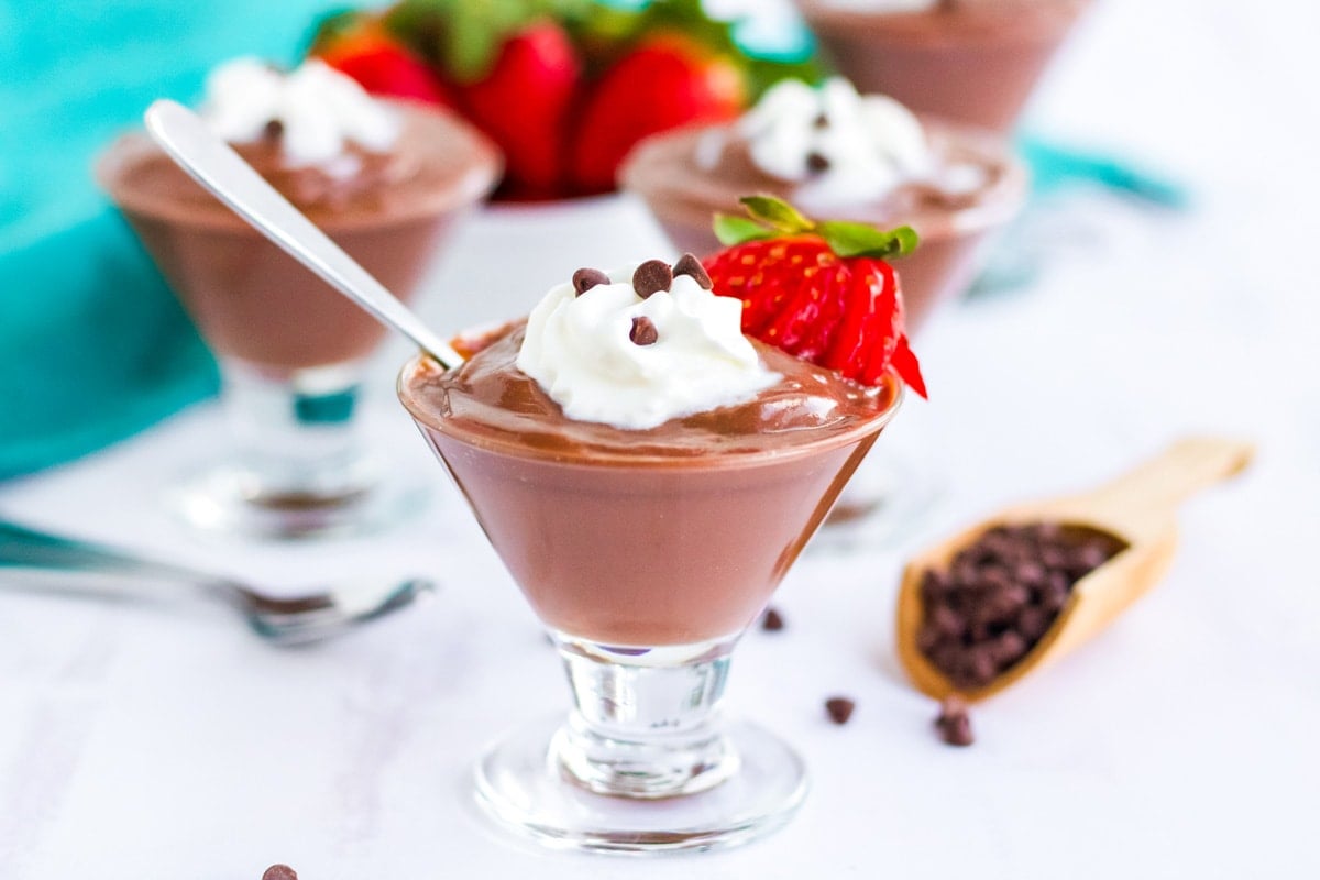 homemade chocolate pudding recipe garnished