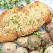 breaded pork chop with mushrooms