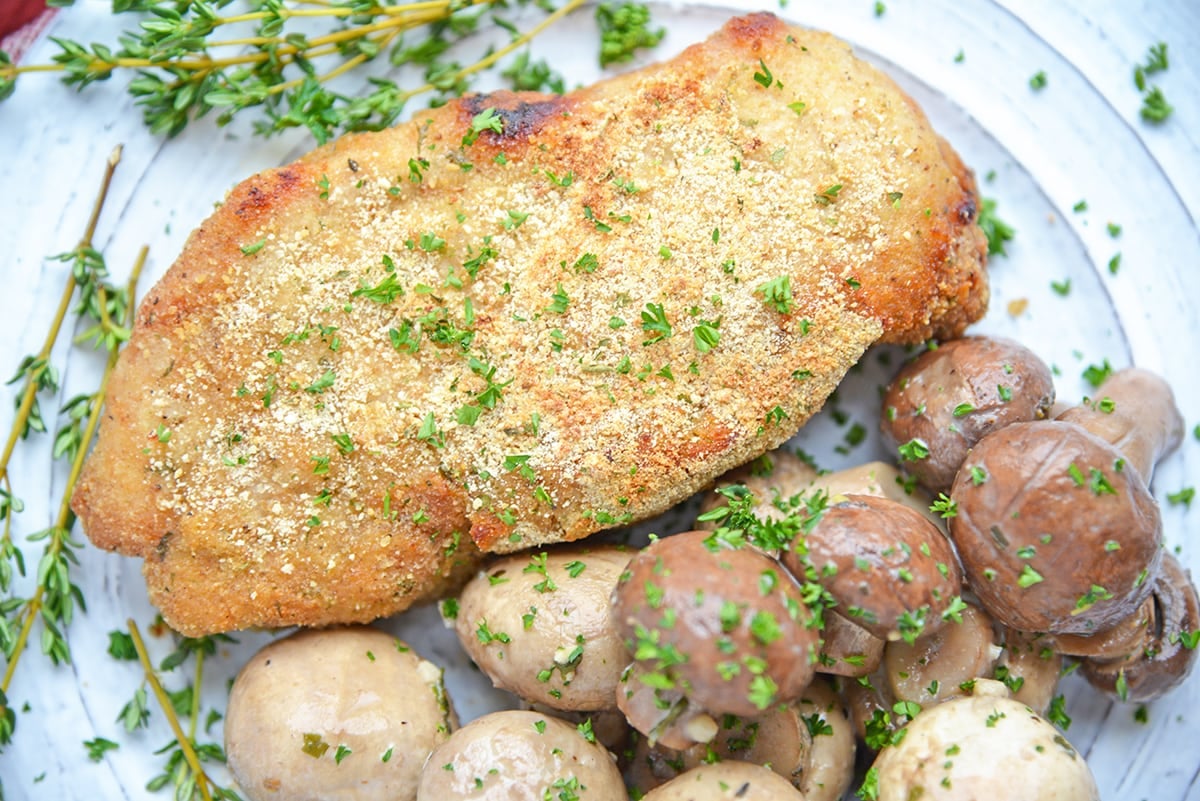 breaded pork chop with mushrooms