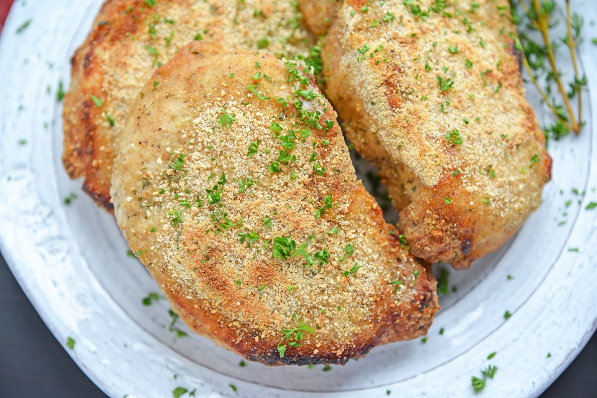 close up of baked pork chop