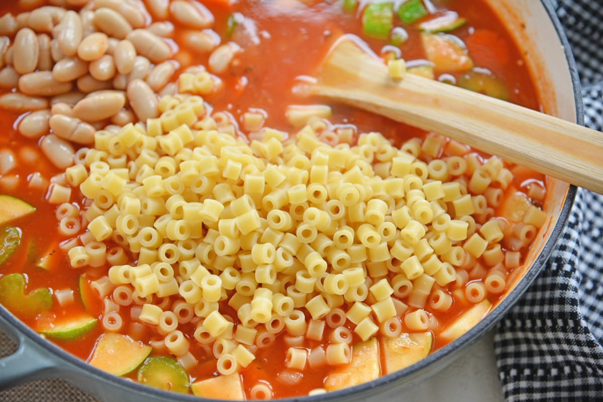 pasta and beans in minestrone soup