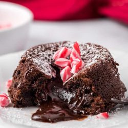 straight on shot of peppermint mocha lava cake