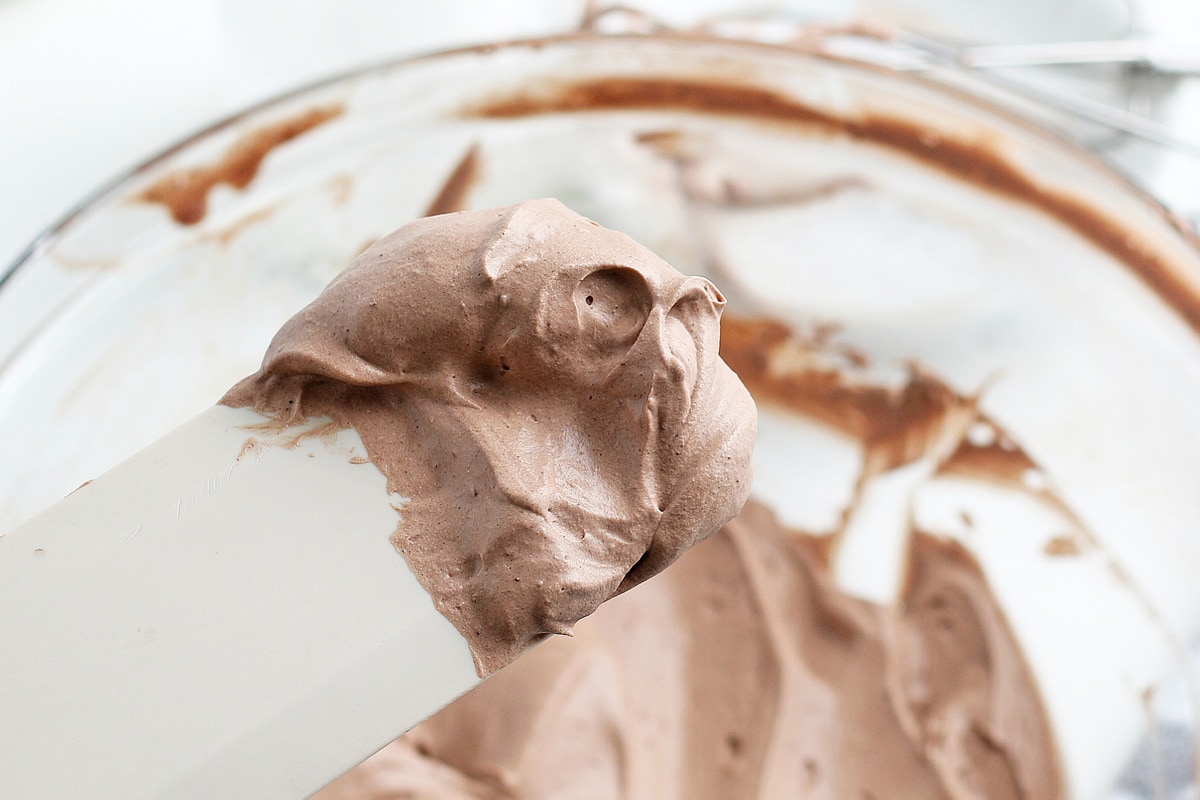 whipped hot chocolate on a spatula