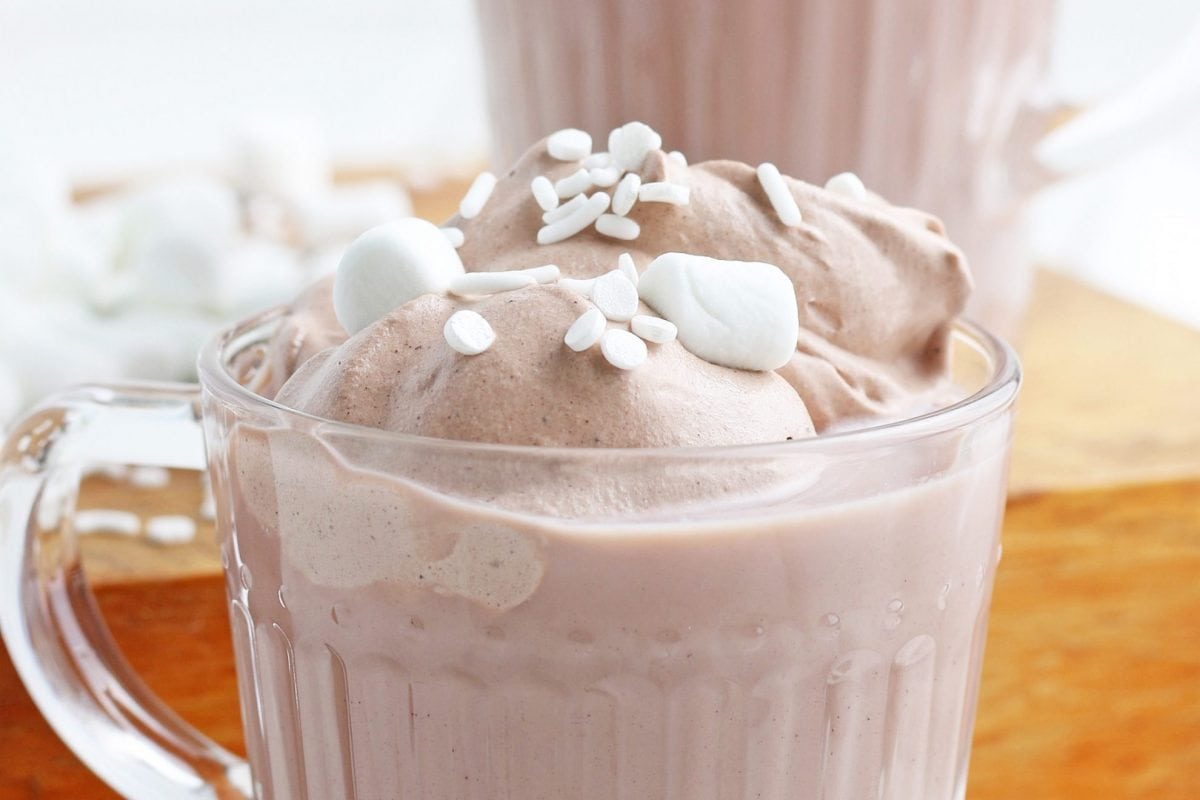 close up of whipped hot chocolate