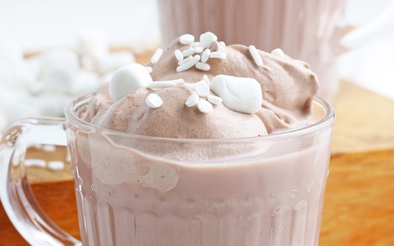 close up of whipped hot chocolate