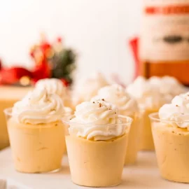 pudding shots on a tray