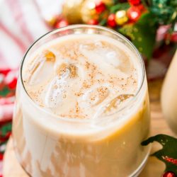 angled shot of eggnog white russian
