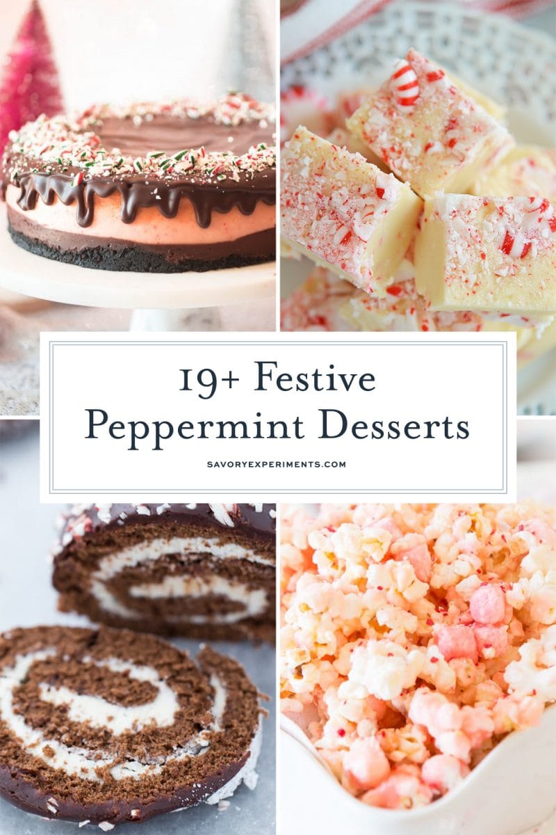 collage of peppermint desserts 