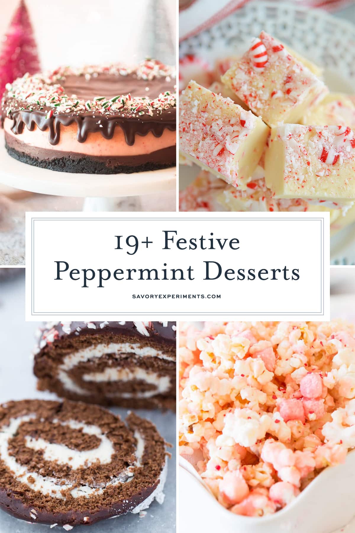 collage of peppermint desserts