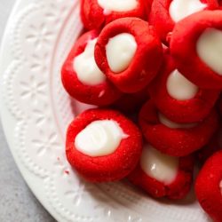 peppermint white chocolate cream cheese mints on a white plate