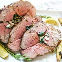 sliced stuffed leg of lamb