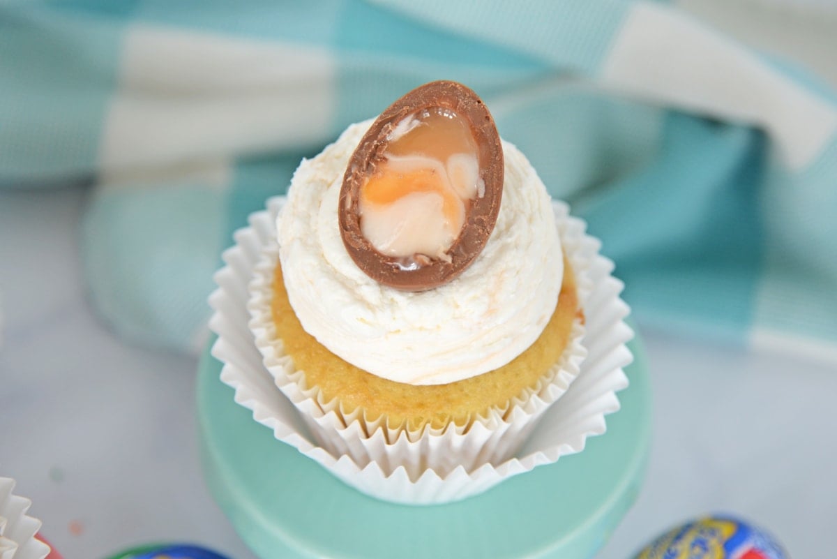 overhead close up shot of cadbury egg
