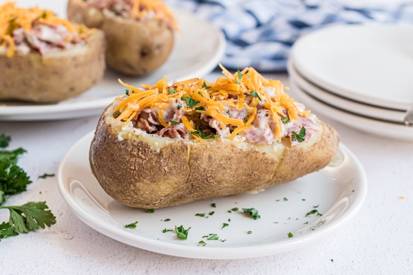 close up of stuffed potato