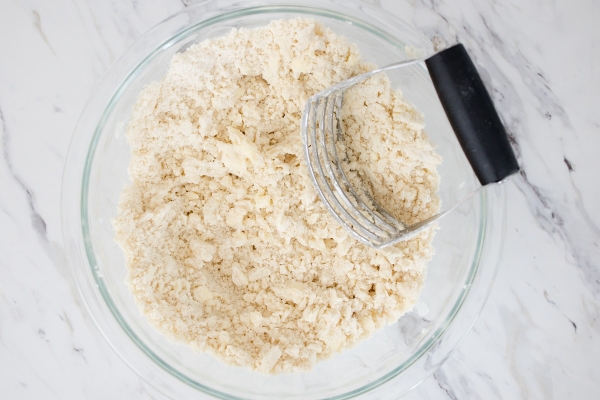 cut in shortening and butter to flour