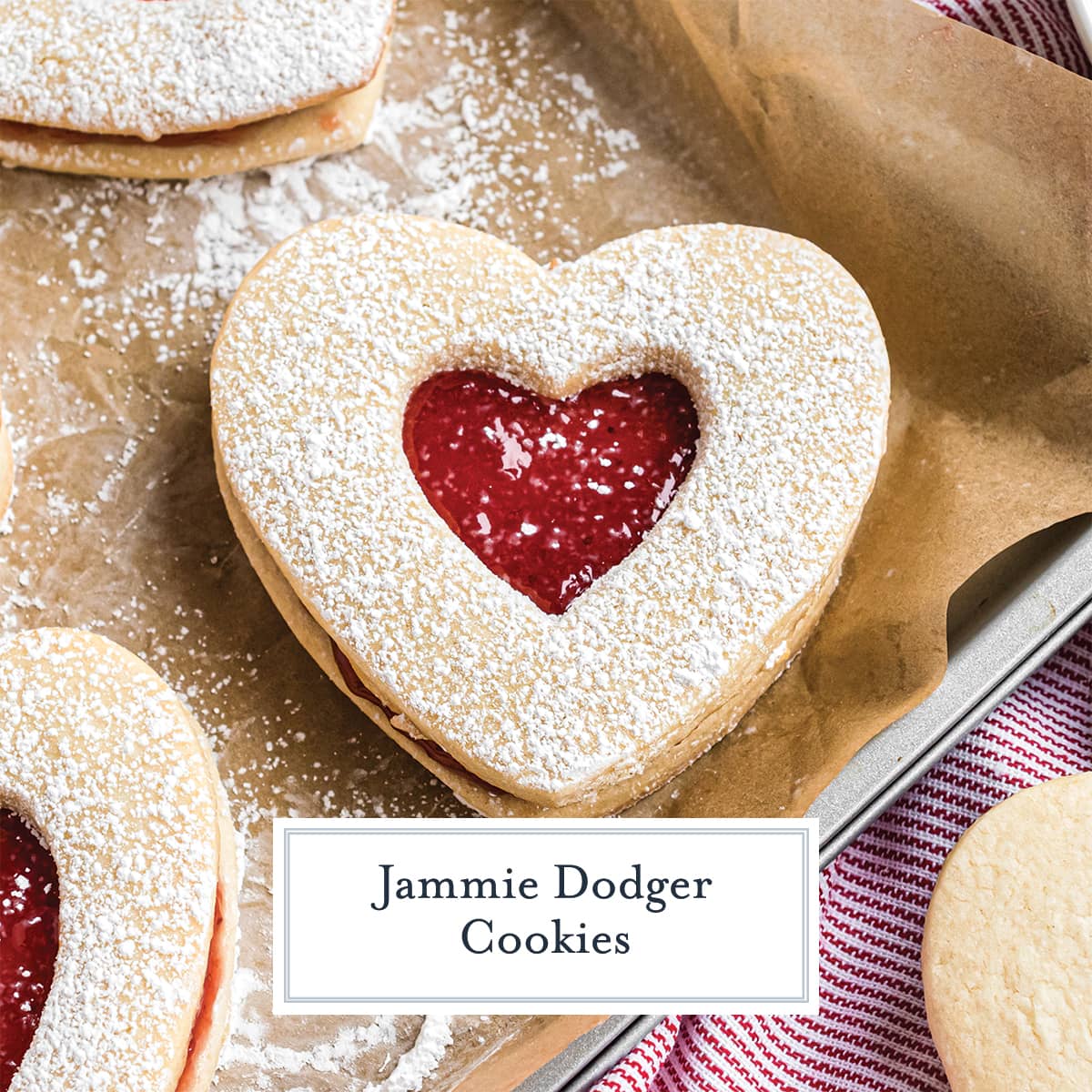 Close up of heart shaped jam cookie 