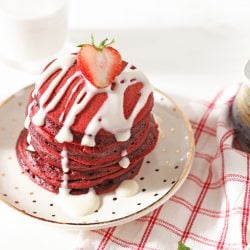 stack of red velvet pancakes