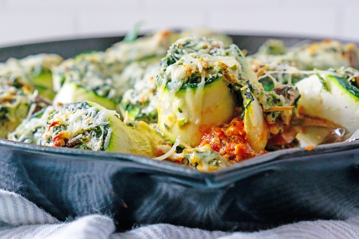 straight on shot of zucchini lasagna