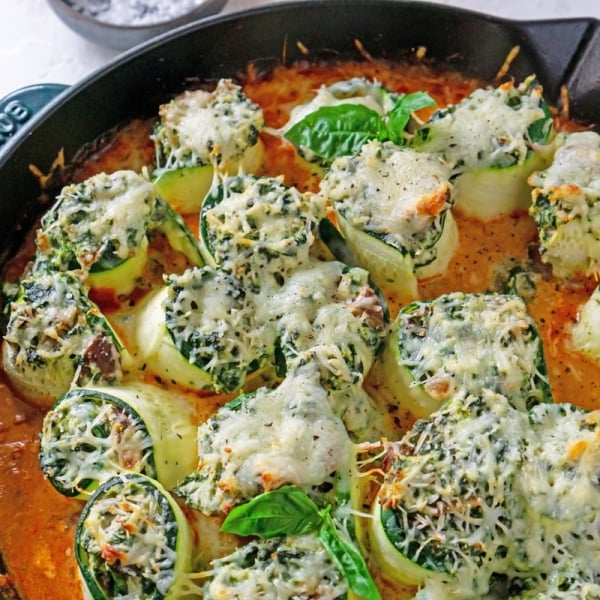 overhead of zucchini lasagna