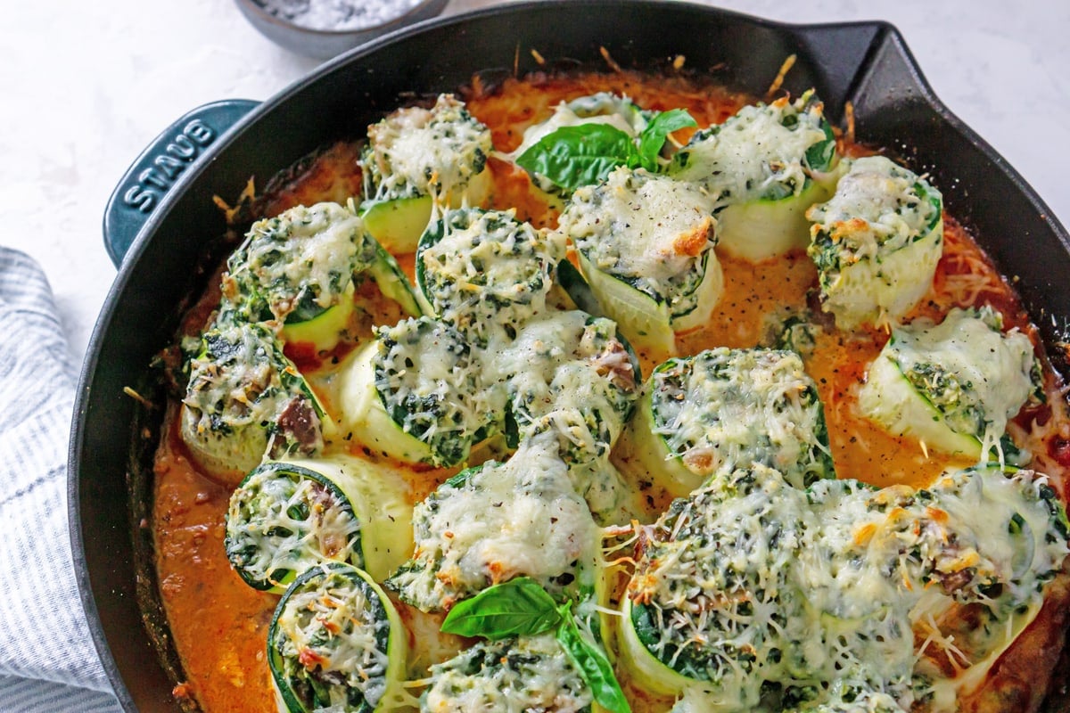 overhead of zucchini lasagna