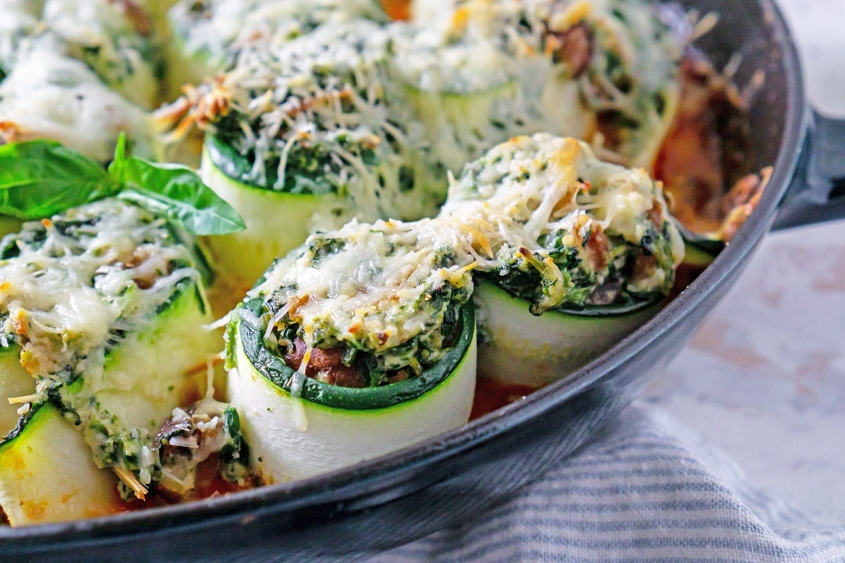 close up of zucchini lasagna