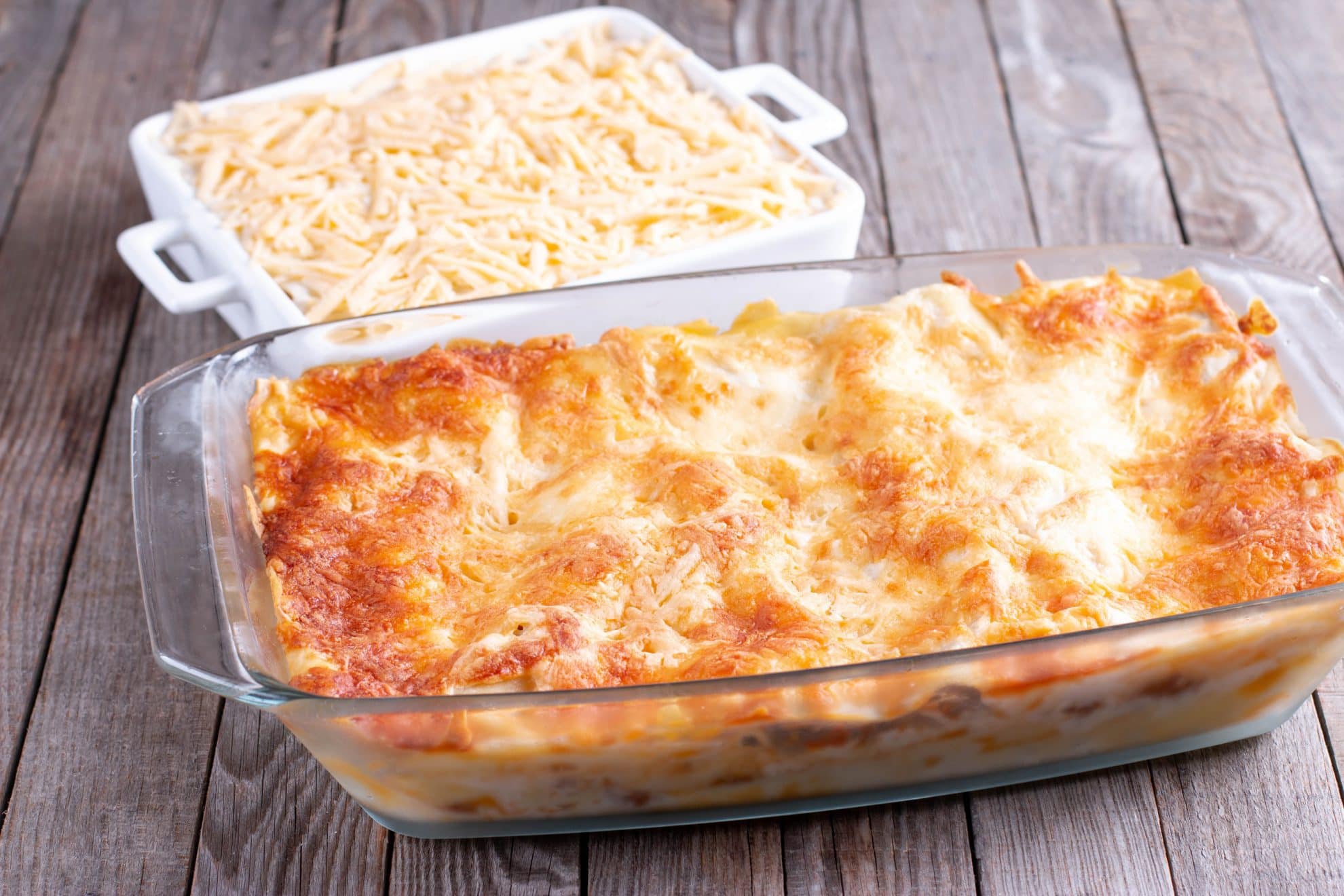 two casseroles on a table