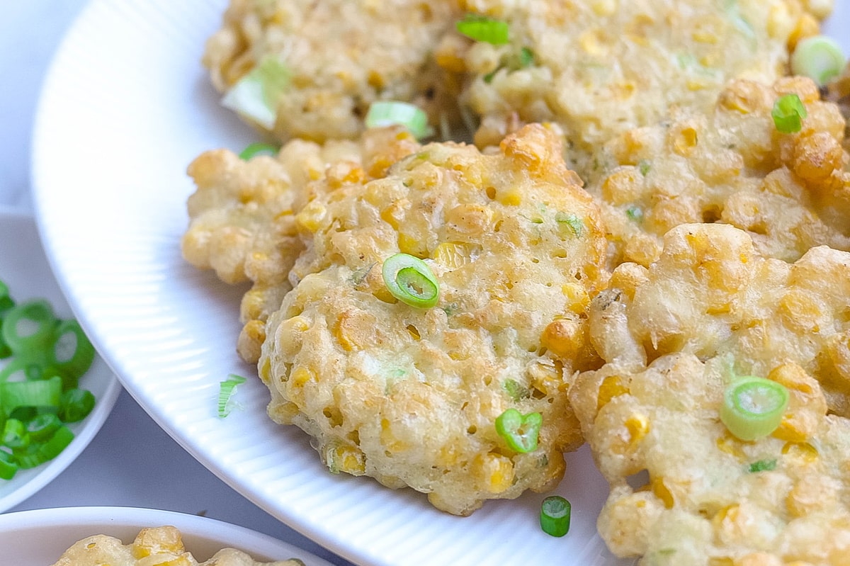 close up of corn fritter 