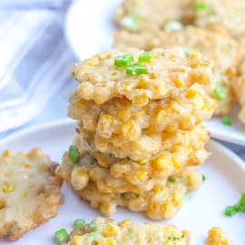 stack of corn fritters