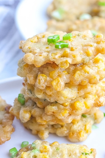 stack of corn fritters