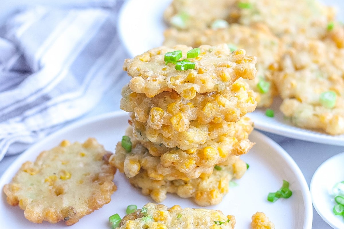 stack of corn fritters