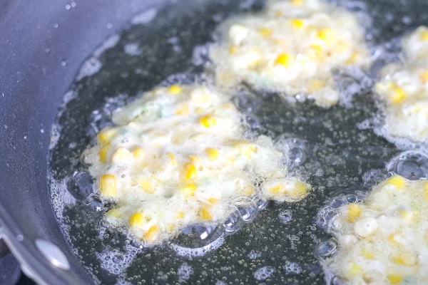 frying corn fritter