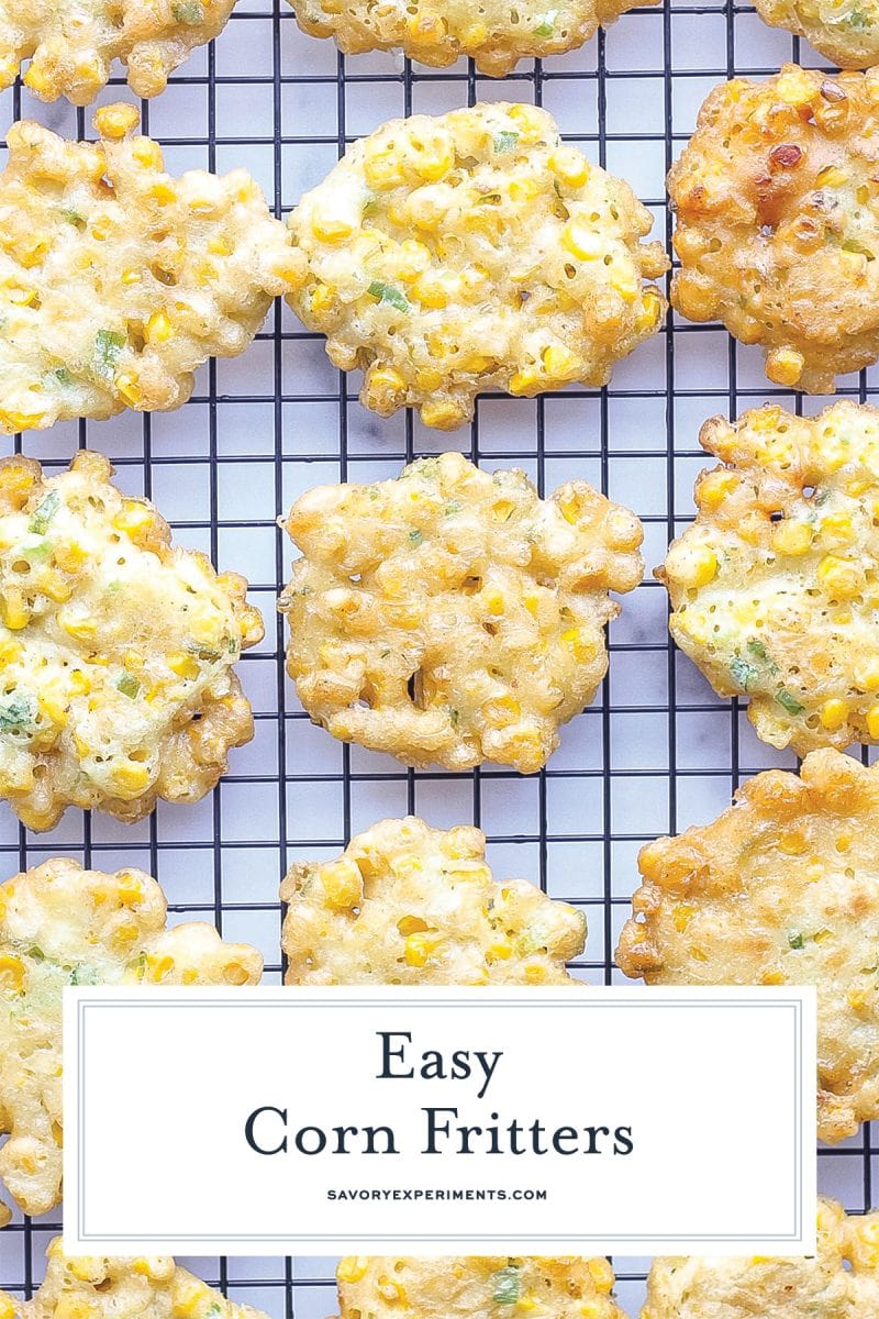 corn fritters on a wire rack 