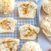 amish apple dumplings on a wire rack