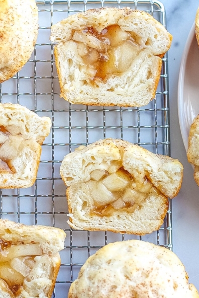 amish apple dumplings on a wire rack